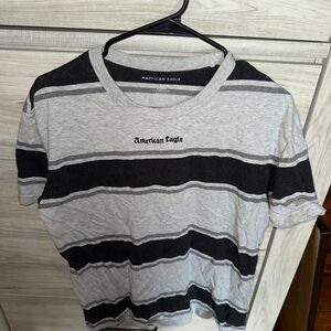 American Eagle Outfitters Gray and Black Striped Men's Shirt